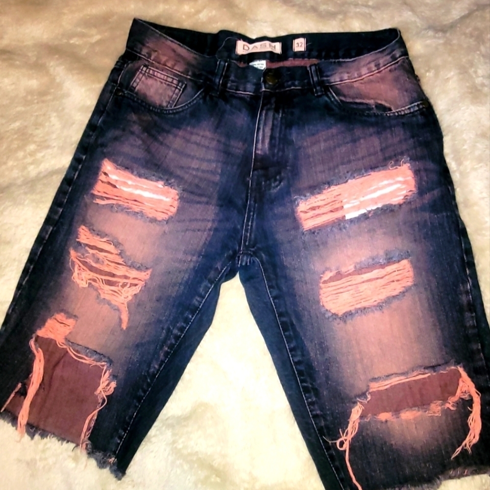D.A.S.H American Designer Pink Dyed Distressed Jean Shorts Sz32